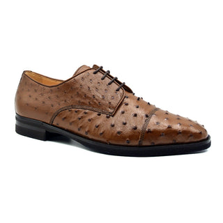 Zelli Italia Andrea Men's Shoe Brandy Ostrich Skin Derby (ZEL1035)-AmbrogioShoes