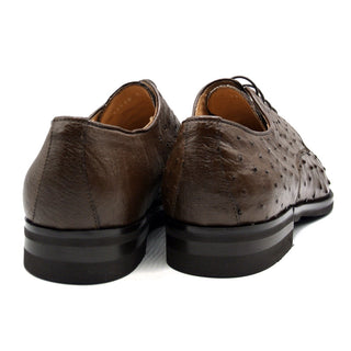 Zelli Italia Andrea Men's Shoes Brown Ostrich Skin Derby (ZEL1035)-AmbrogioShoes