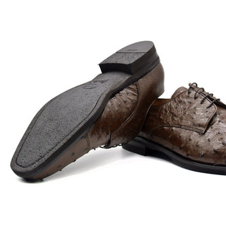 Zelli Italia Andrea Men's Shoes Brown Ostrich Skin Derby (ZEL1035)-AmbrogioShoes