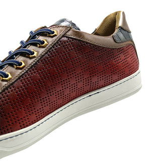 Zelli Italia Brezza Men's Shoes Red Crocodile Embossed Calf-Skin Leather Sneaker (ZEL1064)-AmbrogioShoes