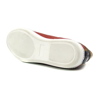 Zelli Italia Brezza Men's Shoes Red Crocodile Embossed Calf-Skin Leather Sneaker (ZEL1064)-AmbrogioShoes