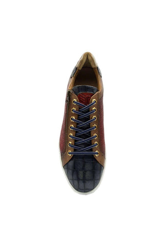 Zelli Italia Brezza Red Crocodile Embossed Calf-Skin Leather Sneaker (ZEL1064)-AmbrogioShoes