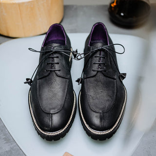 Zelli Italia Campo Men's Shoes Black Wax Finish Goat-Skin Suede Derby (ZEL1041)-AmbrogioShoes