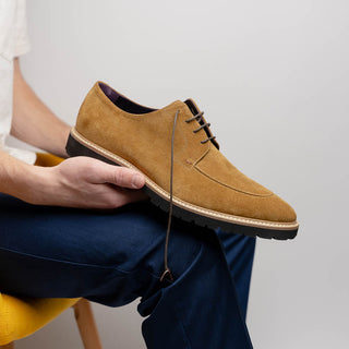 Zelli Italia Campo Men's Shoes Tobacco Goat-Skin Suede Derby (ZEL1042)-AmbrogioShoes