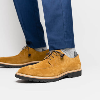 Zelli Italia Campo Men's Shoes Tobacco Goat-Skin Suede Derby (ZEL1042)-AmbrogioShoes