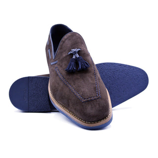 Zelli Italia Carmen Men's Shoes Brown Goat-Skin Suede & Crocodile Skin Tassel Loafer (ZEL1029)-AmbrogioShoes