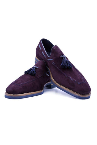 Zelli Italia Crawford Bordeaux Goat-Skin Suede & Crocodile Skin Tassel Loafer (ZEL1028)-AmbrogioShoes