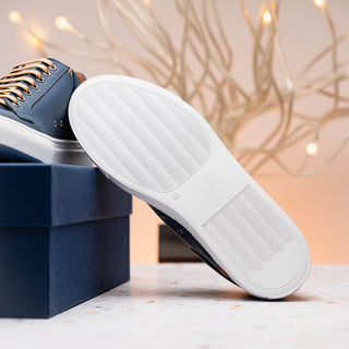 Zelli Italia Diaz Men's Shoes Navy Rubberized Calf-Skin Leather Sneaker (ZEL1062)-AmbrogioShoes