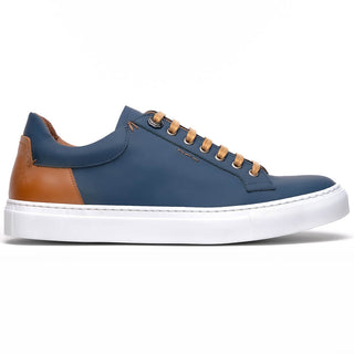 Zelli Italia Diaz Men's Shoes Navy Rubberized Calf-Skin Leather Sneaker (ZEL1062)-AmbrogioShoes
