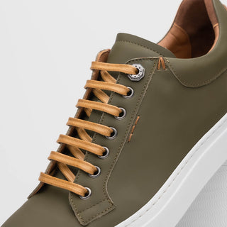 Zelli Italia Diaz Men's Shoes Olive Rubberized Calf-Skin Leather Sneaker (ZEL1062)-AmbrogioShoes