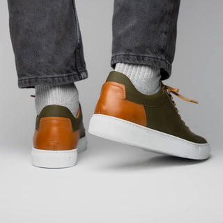 Zelli Italia Diaz Men's Shoes Olive Rubberized Calf-Skin Leather Sneaker (ZEL1062)-AmbrogioShoes