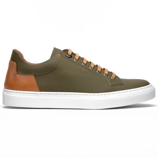 Zelli Italia Diaz Men's Shoes Olive Rubberized Calf-Skin Leather Sneaker (ZEL1062)-AmbrogioShoes