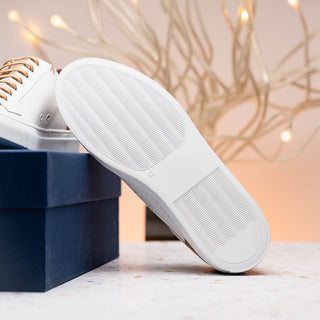 Zelli Italia Diaz Men's Shoes White Rubberized Calf-Skin Leather Sneaker (ZEL1062)-AmbrogioShoes