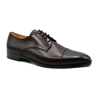 Zelli Italia Enzo Men's Shoes Black Cherry Calf-Skin Leather Cap-toe Derby (ZEL1040)-AmbrogioShoes