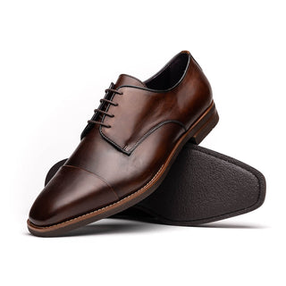 Zelli Italia Enzo Men's Shoes Chestnut Calf-Skin Leather Cap-toe Derby (ZEL1040)-AmbrogioShoes
