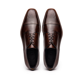 Zelli Italia Enzo Men's Shoes Chestnut Calf-Skin Leather Cap-toe Derby (ZEL1040)-AmbrogioShoes