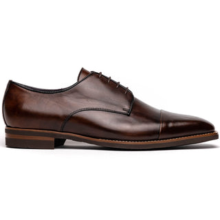 Zelli Italia Enzo Men's Shoes Chestnut Calf-Skin Leather Cap-toe Derby (ZEL1040)-AmbrogioShoes