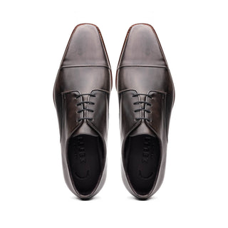 Zelli Italia Enzo Men's Shoes Gray Calf-Skin Leather Cap-toe Derby (ZEL1040)-AmbrogioShoes