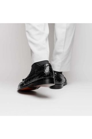 Zelli Italia Franco Black Crocodile Skin Tassel Loafer (ZEL1005)-AmbrogioShoes