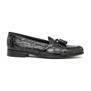 Zelli Italia Franco Black Crocodile Skin Tassel Loafer (ZEL1005)-AmbrogioShoes