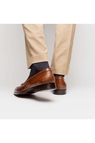Zelli Italia Franco Cognac Teju Lizard Skin Tassel Loafer (ZEL1006)-AmbrogioShoes