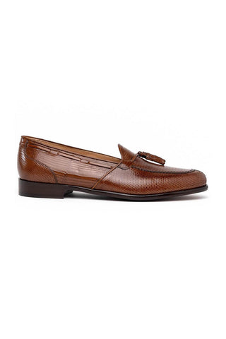 Zelli Italia Franco Cognac Teju Lizard Skin Tassel Loafer (ZEL1006)-AmbrogioShoes