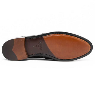 Zelli Italia Franco Men's Shoes Black Crocodile Skin Tassel Loafer (ZEL1005)-AmbrogioShoes