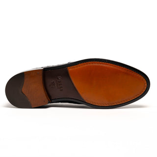 Zelli Italia Franco Men’s Shoes Black Ostrich Skin Tassel Loafer (ZEL1015)-AmbrogioShoes