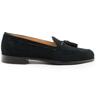 Zelli Italia Franco Men's Shoes Black Suede Calf-Skin Tassel Loafer (ZEL1025)-AmbrogioShoes