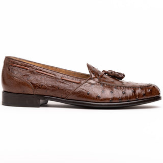 Zelli Italia Franco Men’s Shoes Brown Ostrich Skin Tassel Loafer (ZEL1015)-AmbrogioShoes