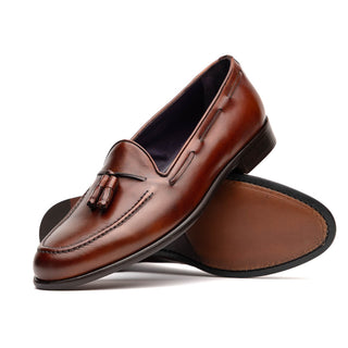 Zelli Italia Franco Men's Shoes Cognac Calf-Skin Tassel Loafer (ZEL1027)-AmbrogioShoes