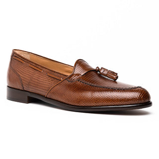 Zelli Italia Franco Men's Shoes Cognac Teju Lizard Skin Tassel Loafer (ZEL1006)-AmbrogioShoes