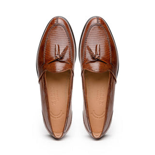Zelli Italia Franco Men's Shoes Cognac Teju Lizard Skin Tassel Loafer (ZEL1006)-AmbrogioShoes