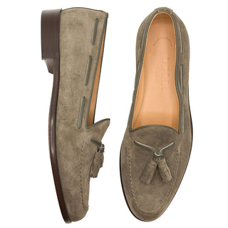Zelli Italia Franco Men's Shoes Taupe Suede Calf-Skin Tassel Loafer (ZEL1025)-AmbrogioShoes