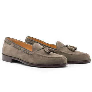 Zelli Italia Franco Men's Shoes Taupe Suede Calf-Skin Tassel Loafer (ZEL1025)-AmbrogioShoes