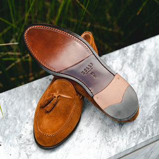 Zelli Italia Franco Men's Shoes Tobacco Suede Calf-Skin Tassel Loafer (ZEL1025)-AmbrogioShoes