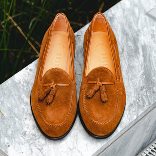 Zelli Italia Franco Men's Shoes Tobacco Suede Calf-Skin Tassel Loafer (ZEL1025)-AmbrogioShoes