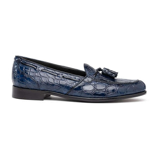 Zelli Italia Franco Navy Crocodile Skin Tassel Loafer (ZEL1005)-AmbrogioShoes