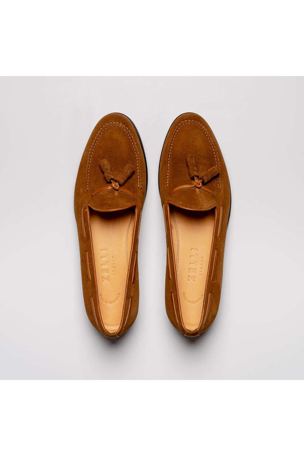 Zelli Italia Franco Tobacco Suede Calf-Skin Tassel Loafer (ZEL1025