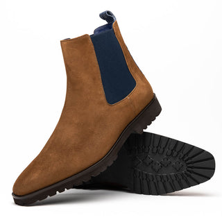Zelli Italia Gianna Men's Shoes Cognac Suede Leather Chelsea Boot (ZEL1070)-AmbrogioShoes