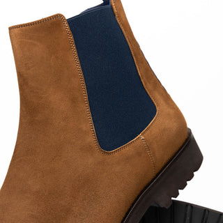 Zelli Italia Gianna Men's Shoes Cognac Suede Leather Chelsea Boot (ZEL1070)-AmbrogioShoes