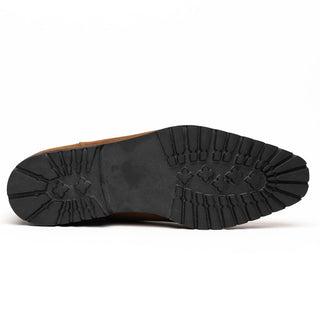 Zelli Italia Gianna Men's Shoes Cognac Suede Leather Chelsea Boot (ZEL1070)-AmbrogioShoes