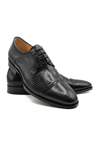 Zelli Italia Giovanni Black Teju Lizard Skin Derby (ZEL1037)-AmbrogioShoes