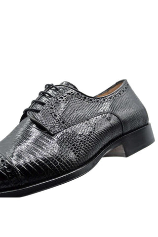 Zelli Italia Giovanni Black Teju Lizard Skin Derby (ZEL1037)-AmbrogioShoes