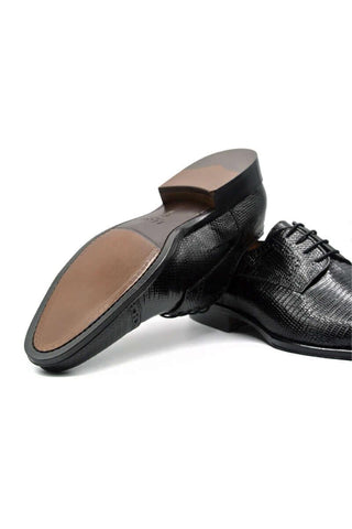 Zelli Italia Giovanni Black Teju Lizard Skin Derby (ZEL1037)-AmbrogioShoes