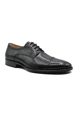 Zelli Italia Giovanni Black Teju Lizard Skin Derby (ZEL1037)-AmbrogioShoes