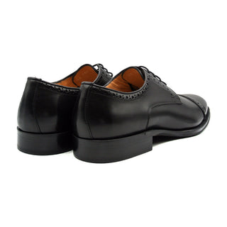 Zelli Italia Giovanni Men's Shoes Black Calf-Skin Leather Cap-toe Derby (ZEL1038)-AmbrogioShoes
