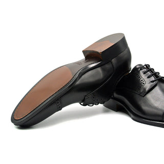 Zelli Italia Giovanni Men's Shoes Black Calf-Skin Leather Cap-toe Derby (ZEL1038)-AmbrogioShoes