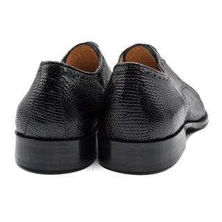Zelli Italia Giovanni Men's Shoes Black Teju Lizard Skin Derby (ZEL1037)-AmbrogioShoes