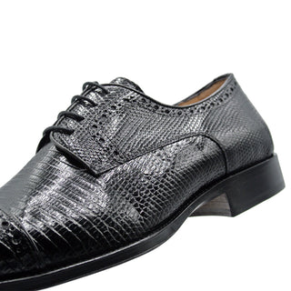 Zelli Italia Giovanni Men's Shoes Black Teju Lizard Skin Derby (ZEL1037)-AmbrogioShoes